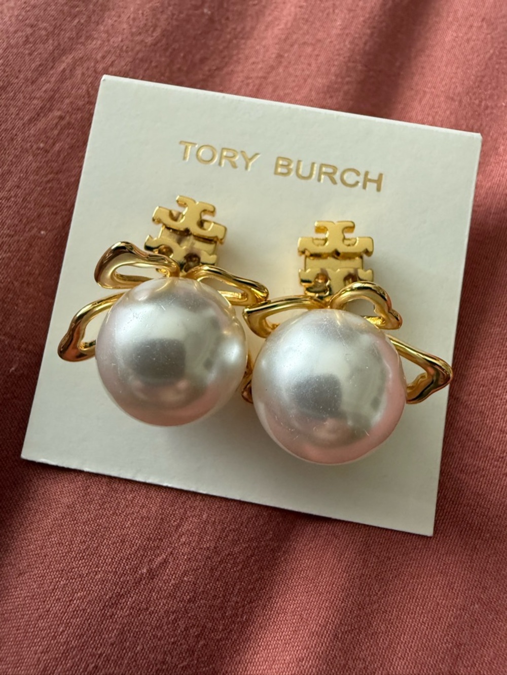 Tory Burch | 18K Gold Plated Petal & Pearl Drop Earrings